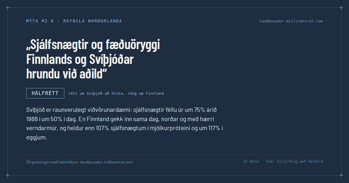 Mýtukort M2.6: Sjálfsnægtir og fæðuöryggi Finnlands og Svíþjóðar hrundu við aðild